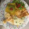 Salmon y camarones alla parilla